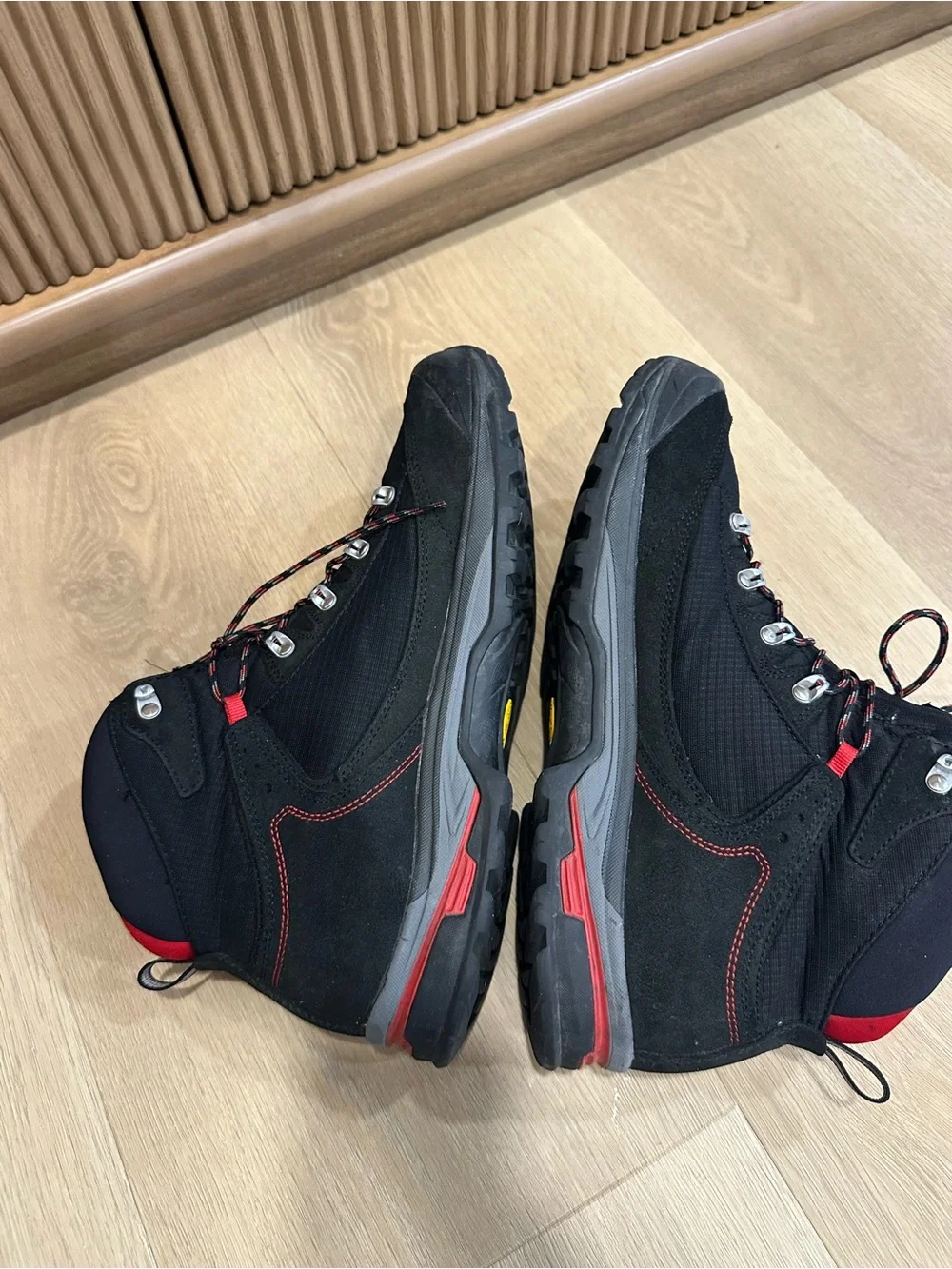 Asolo Men's Black and Red Hiking Boots size 11.5
